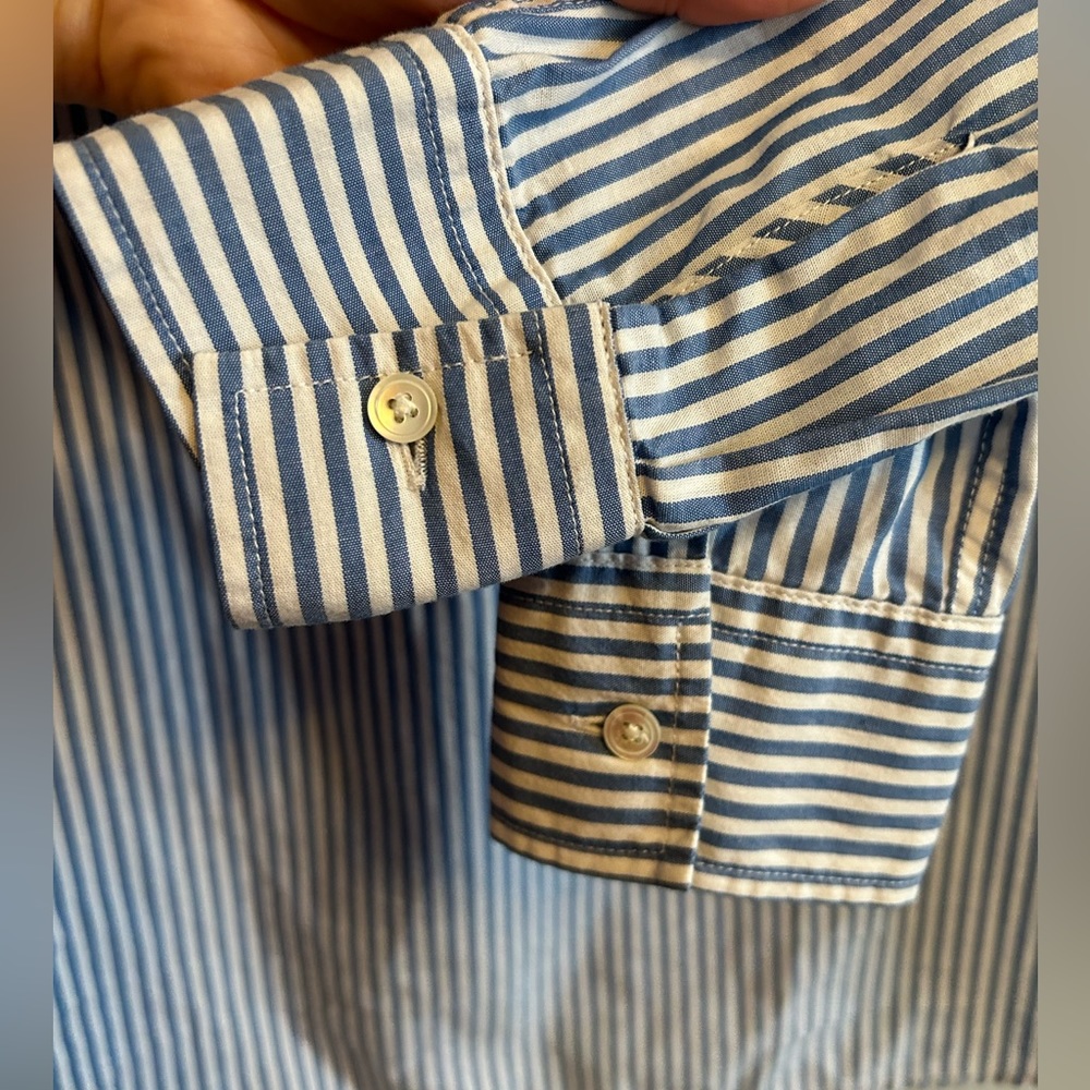 Sezane blue and white striped button down blouse - Picture 6 of 8